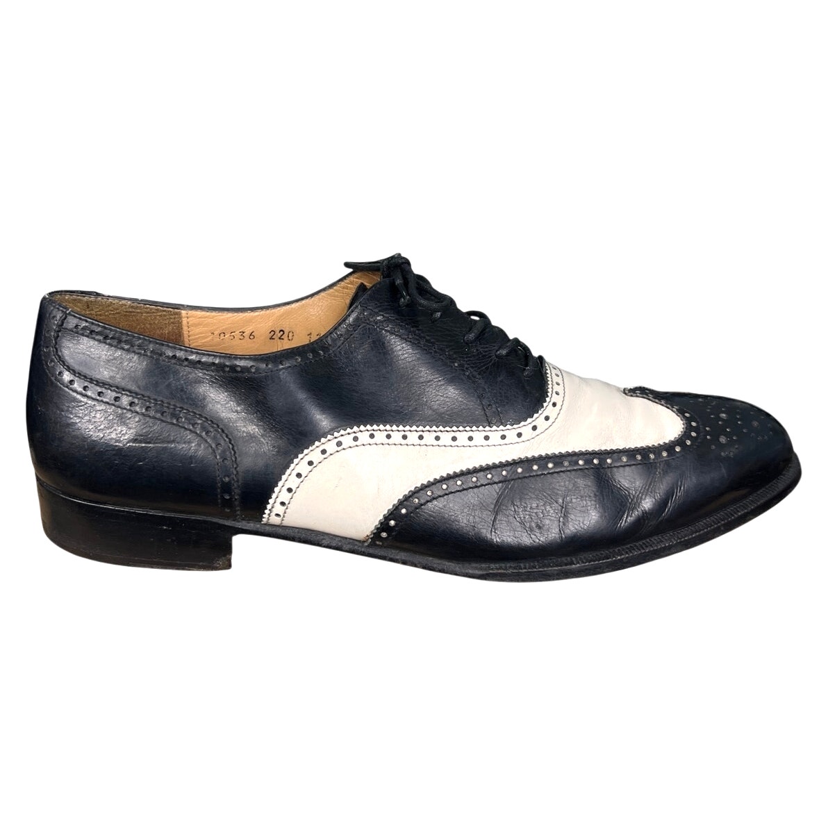 Vintage Salvatore Ferragamo Black White Wingtip Dress Shoe Size 11 D